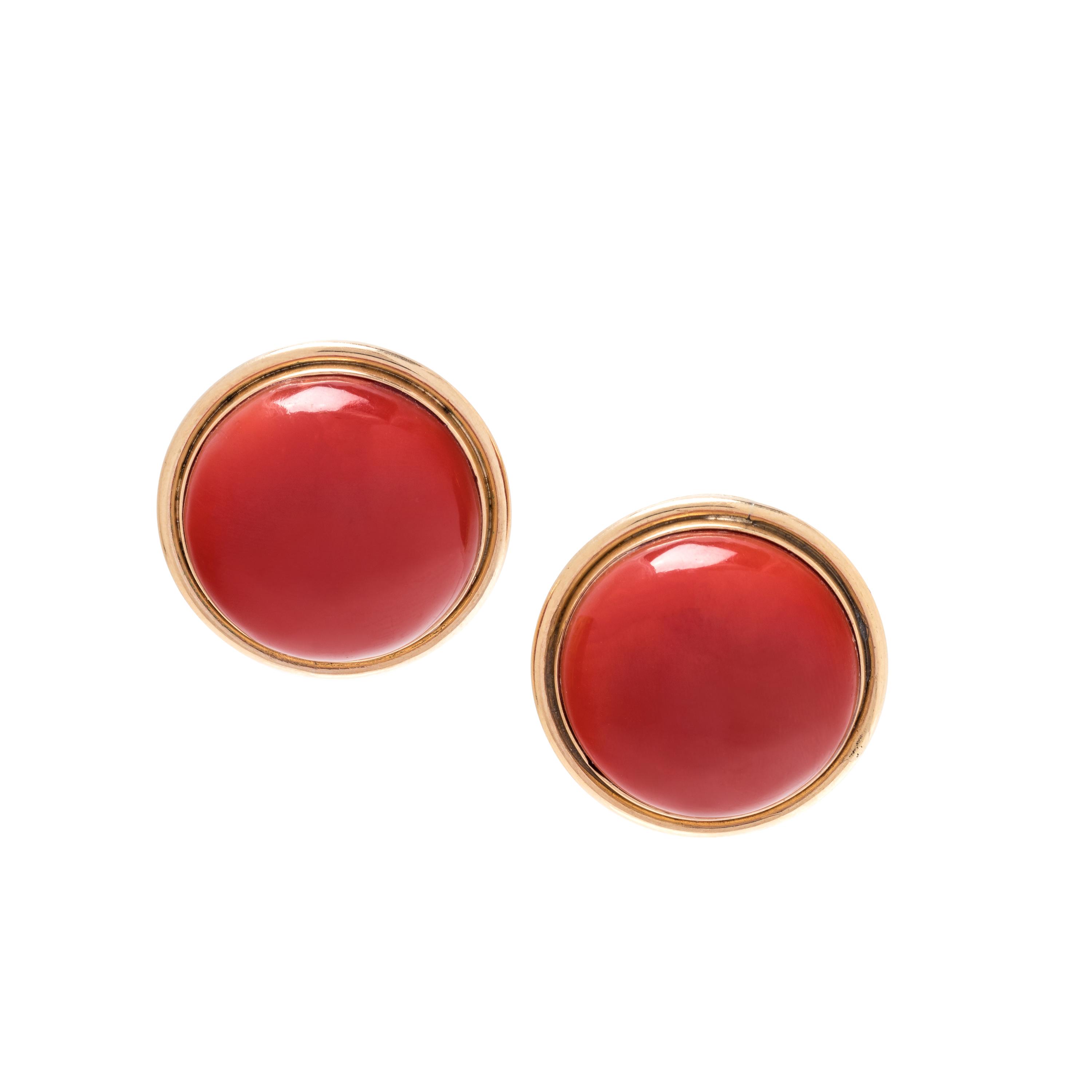 YELLOW GOLD AND CORAL EARRINGS