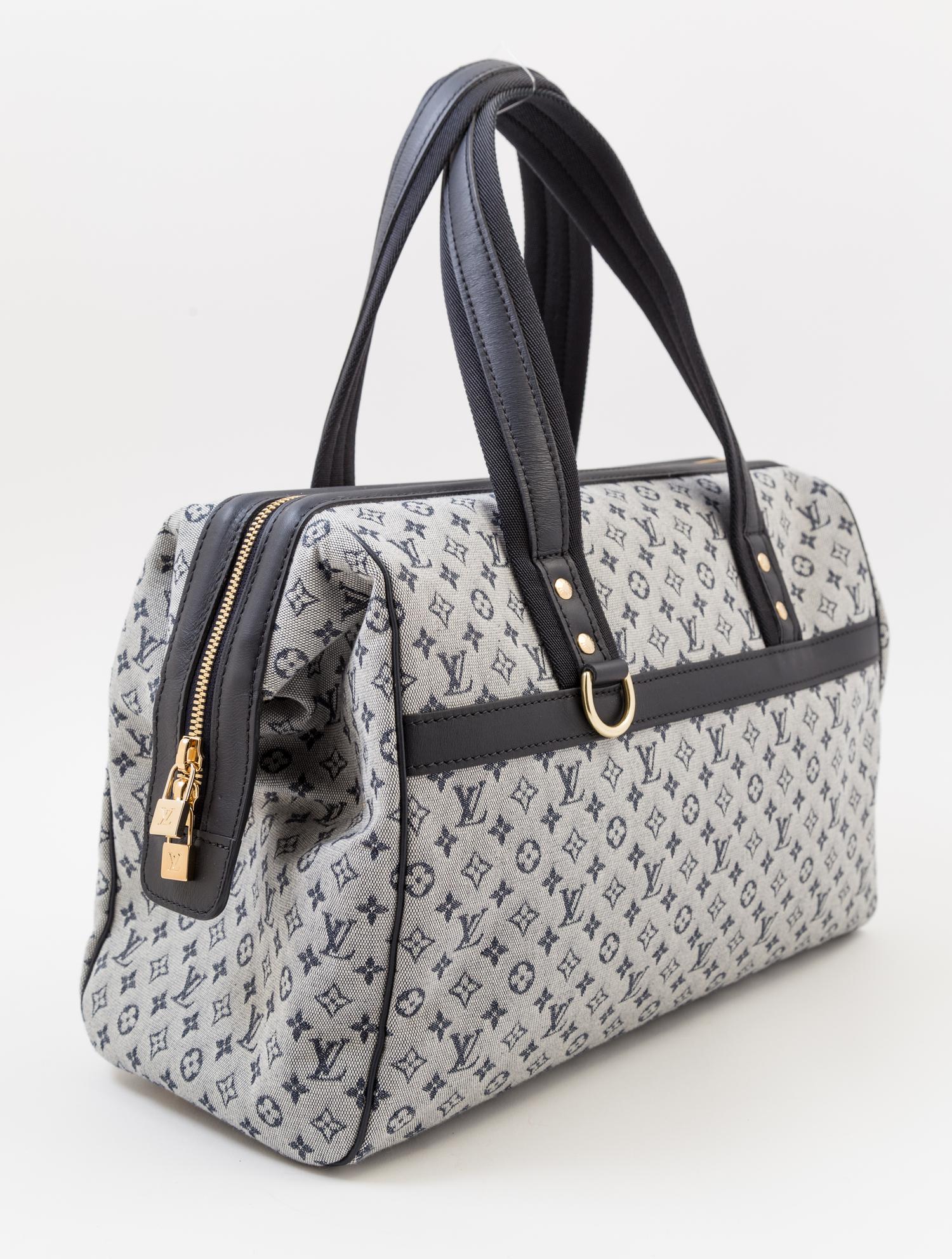A Louis Vuitton Blue Monogram Canvas Josephine GM Handbag, 13.8" x 9" x 7"; Handle drop: 6".