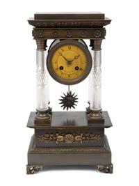 An Empire Style Bronze and Cut Glass Mantel Clock