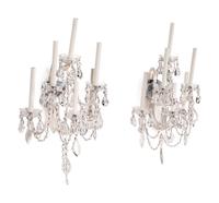 A Pair of Cut Glass Six-Light Sconces