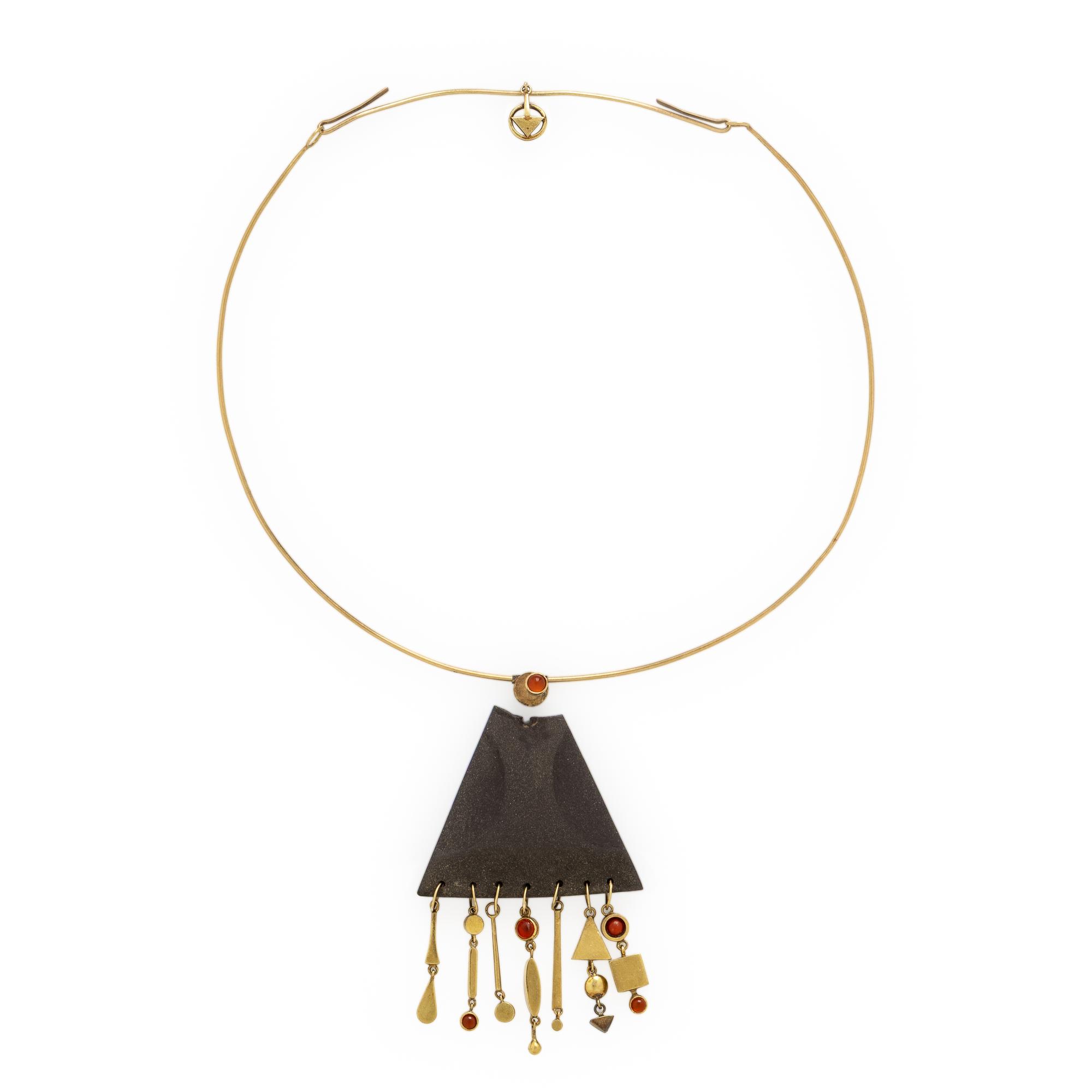 Wendy Ramshaw, Yellow Gold, Black Basalt, and Multigem Necklace