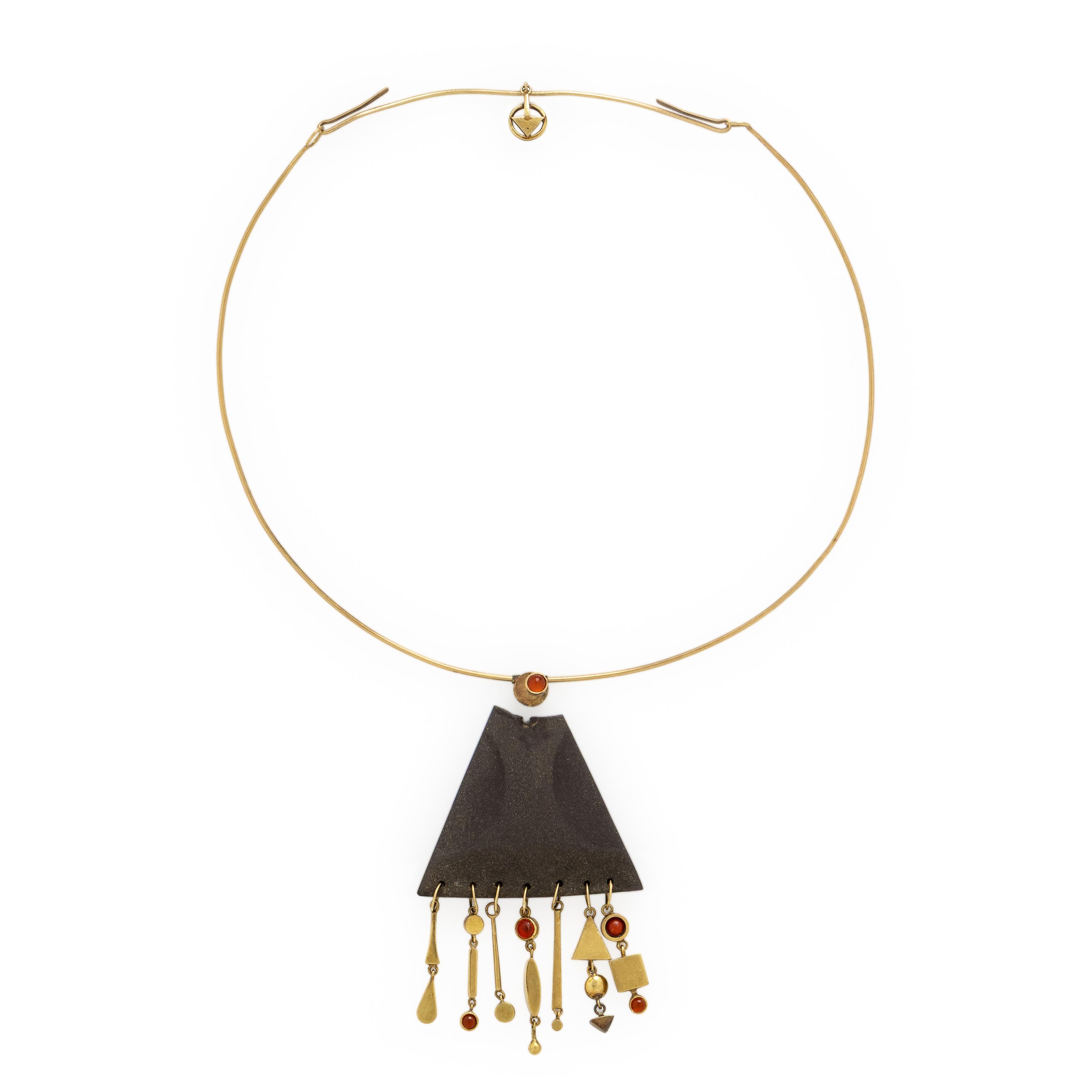 Wendy Ramshaw, Yellow Gold, Black Basalt, and Multigem Necklace