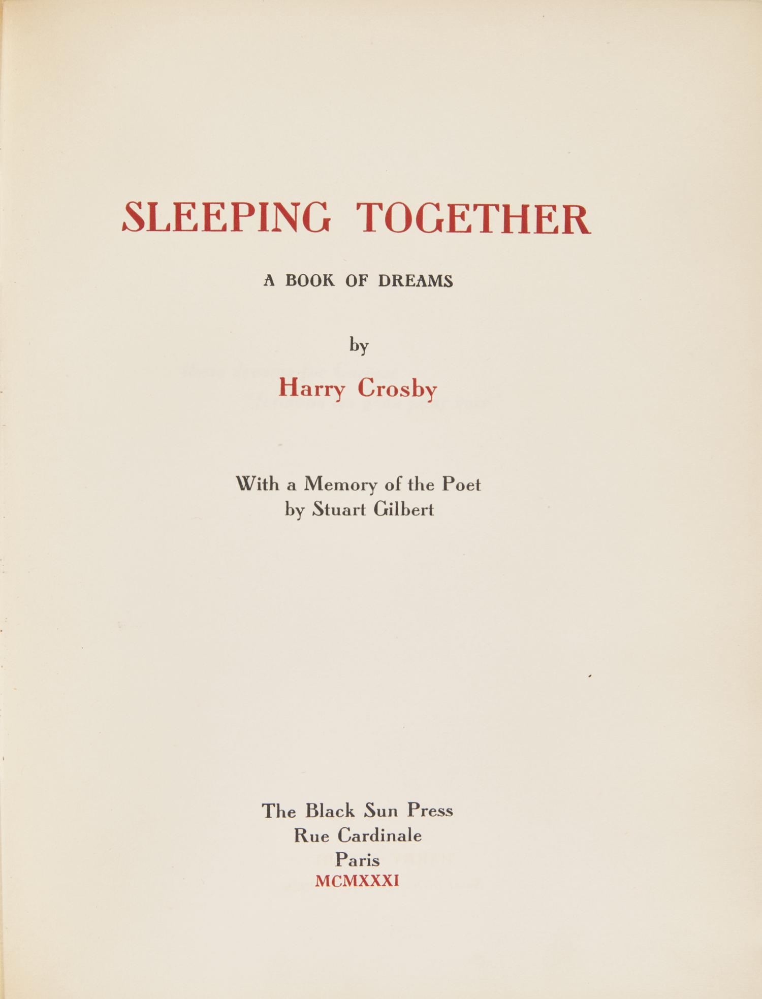 [Black Sun Press] Crosby, Harry. Collected Poems of Harry Crosby