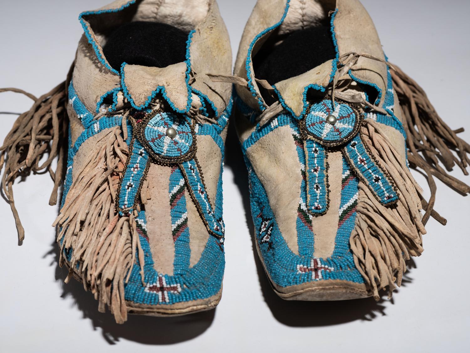 Arapaho Beaded Hide Moccasins