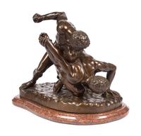 A French Bronze Figural Group of the Uffizi Wrestlers After the Antique