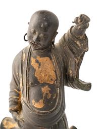A Pair of Chinese Parcel-Gilt Bronze Figures of Luohan