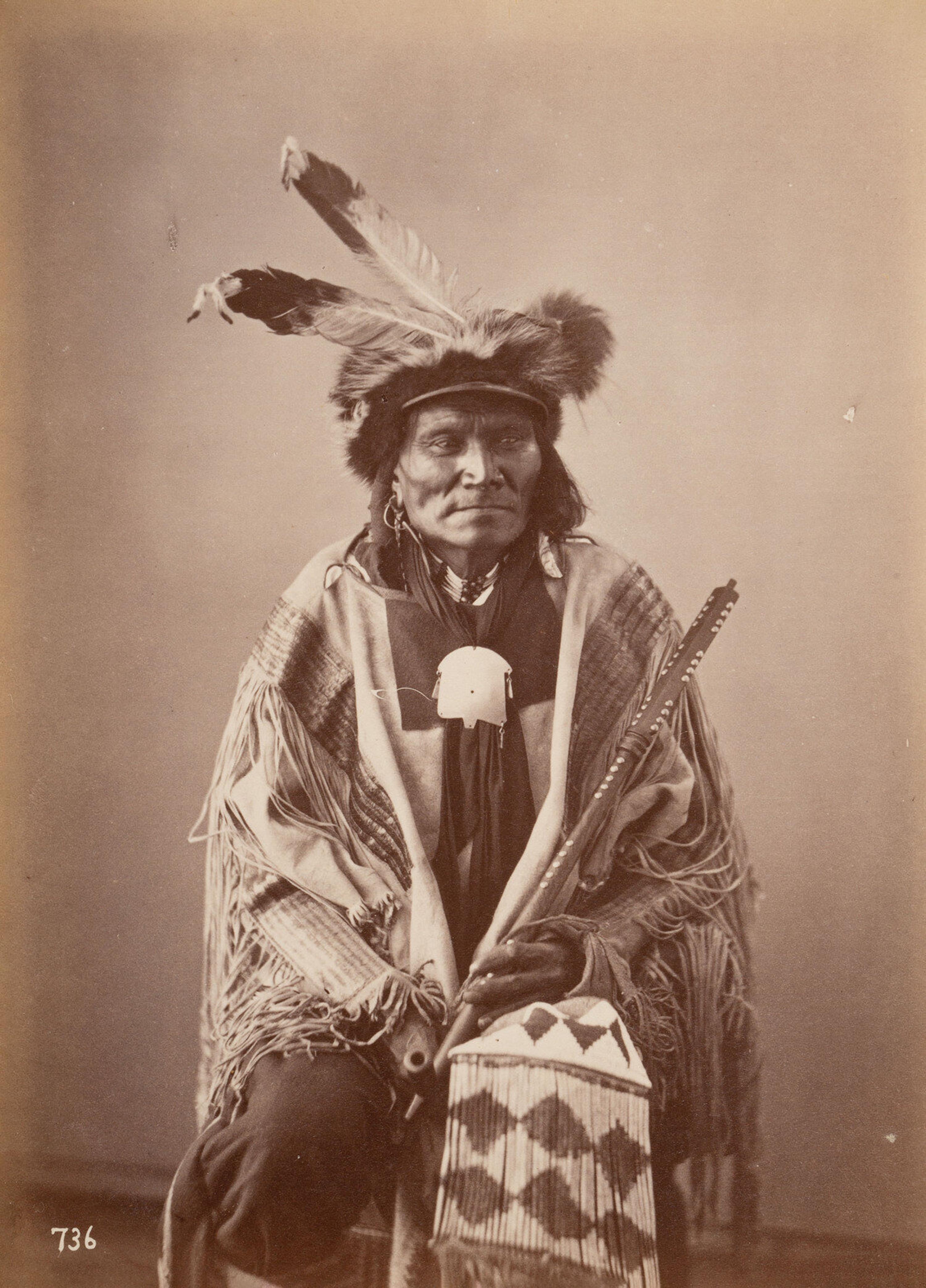 [Gardner, Alexander (1821-1882), photographer]. Albumen photograph of Long Fox, Dakota. [Washington, D.C., 1872].