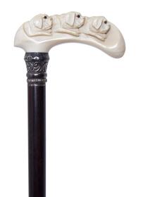 An American Ivory Handled Cane, Length of handle 4 1/2 x length overall 38 inches.