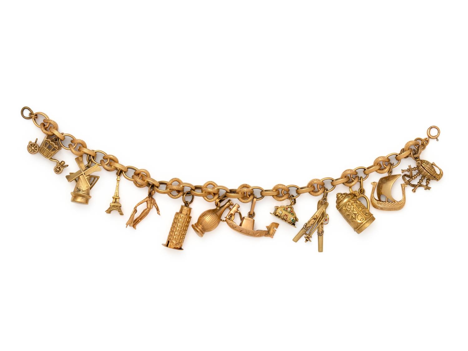 YELLOW GOLD CHARM BRACELET