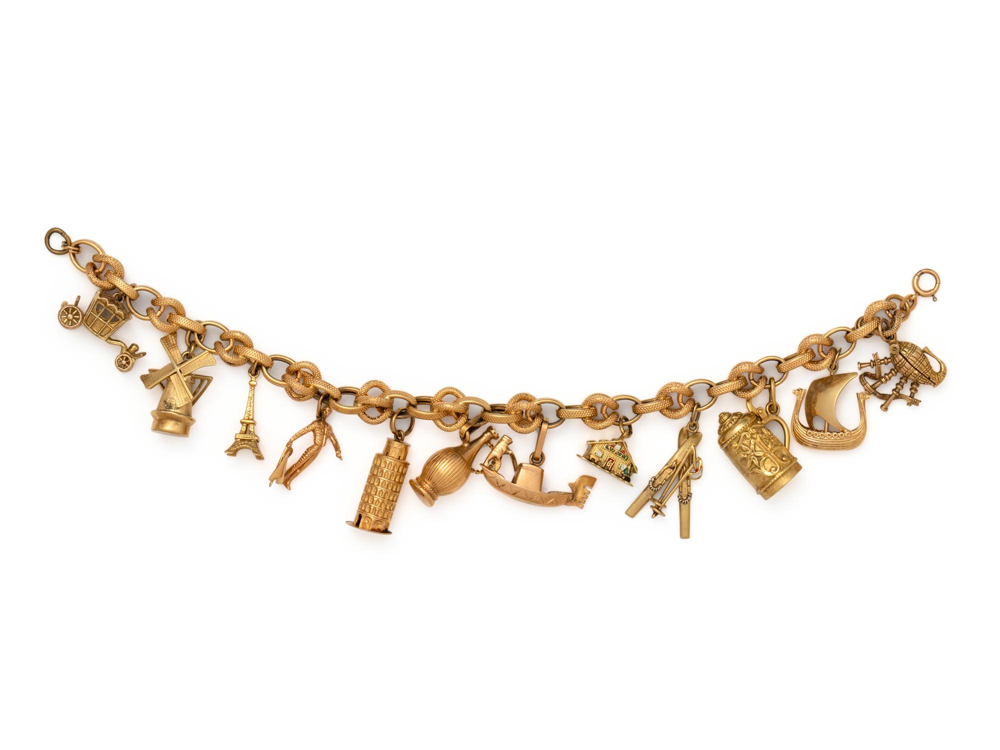 YELLOW GOLD CHARM BRACELET