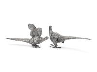 A Pair of Continental Silver-Plate Models of Pheasants