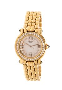 CHOPARD, 18K YELLOW GOLD AND DIAMOND 'HAPPY SPORT' WRISTWATCH