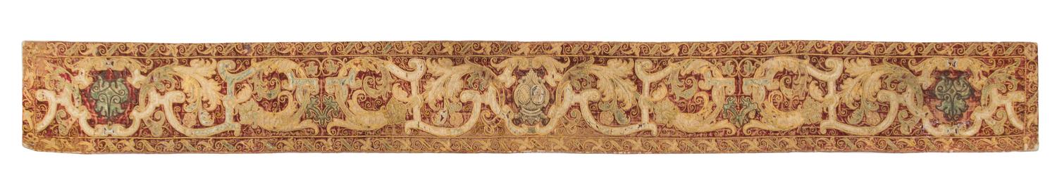 A Continental Embroidered Velvet Panel or Table Runner Length 99 x width 10 1/2 inches. — 17TH/18TH CENTURY