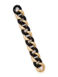 YELLOW GOLD AND ONYX LINK BRACELET