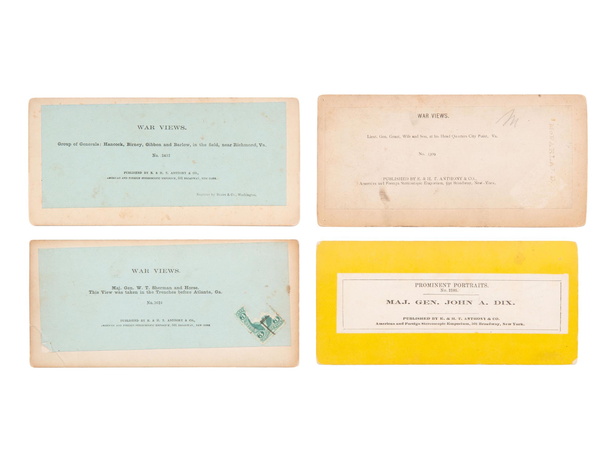 [CIVIL WAR]. 8 stereoviews of Union generals & personalities.