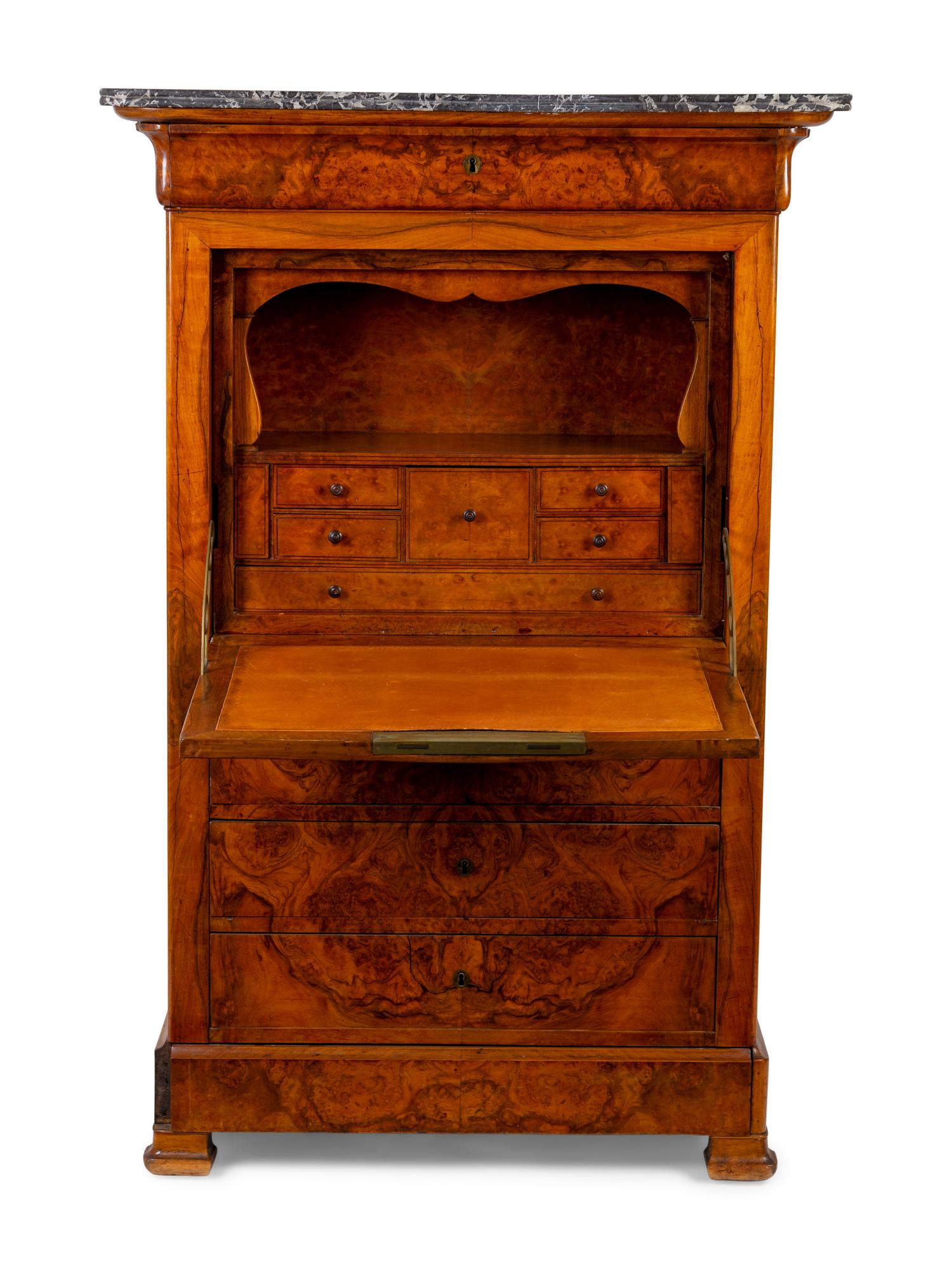 An Empire Style Burlwood Secretaire a Abbatant — 19TH CENTURY