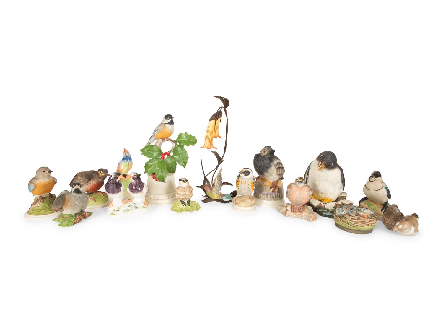 A Collection of Fourteen Porcelain Birds