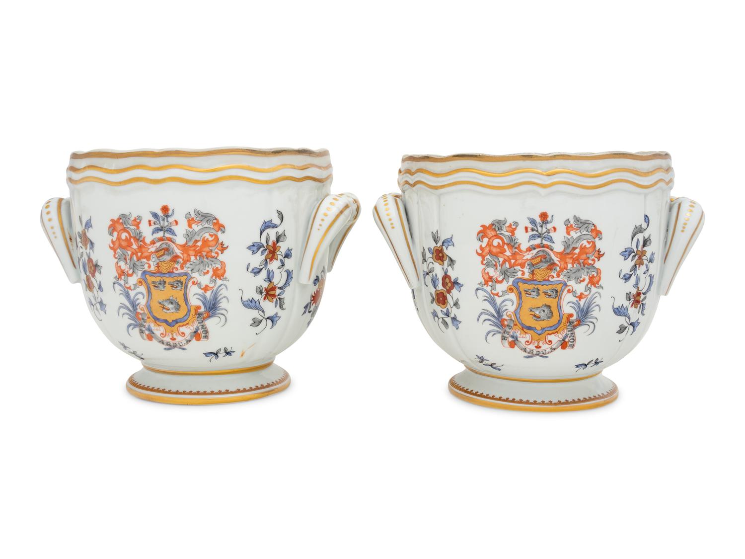 A Pair of French Porcelain Cache Pots