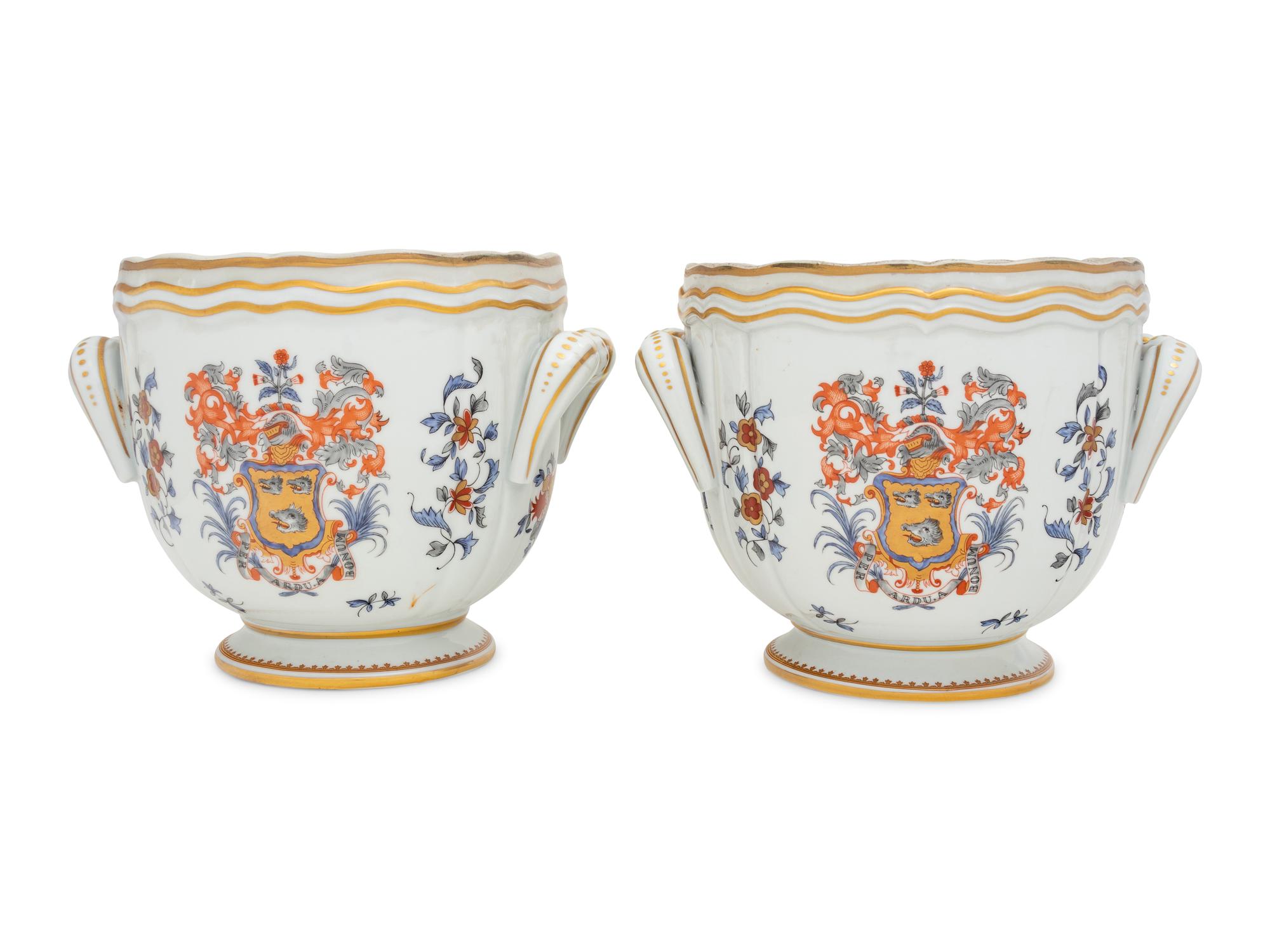 A Pair of French Porcelain Cache Pots