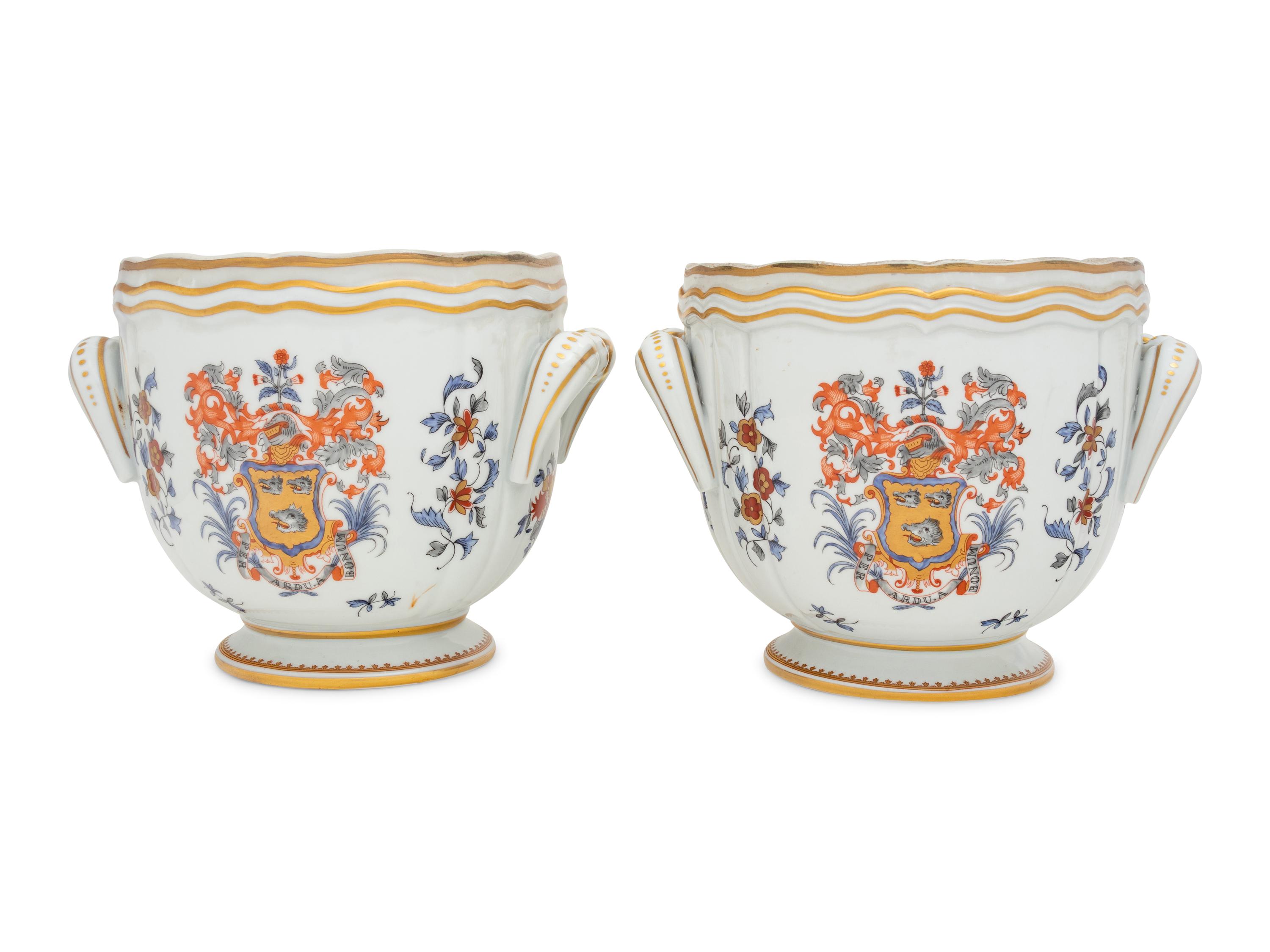 A Pair of French Porcelain Cache Pots