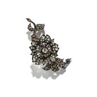 SILVER-TOPPED GOLD AND DIAMOND 'EN TREMBLANT' BROOCH