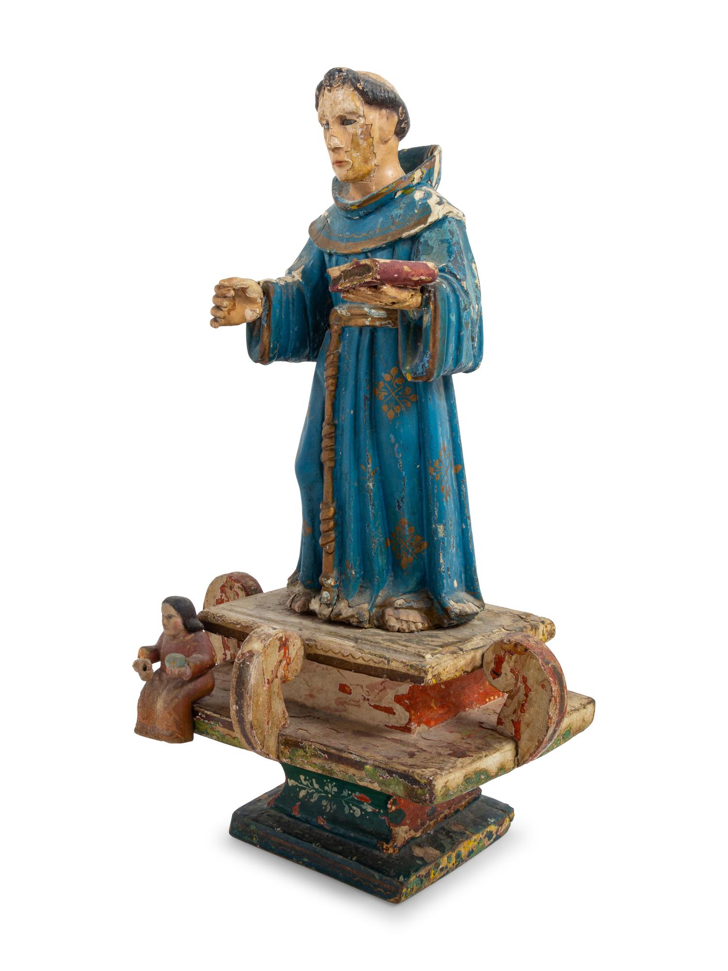 A Continental Painted Figure of a Saint