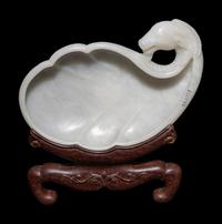 A Chinese White Jade 'Ram's Head' Dish