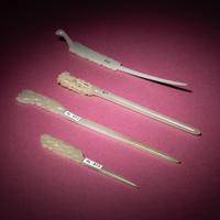 Four Chinese Carved Jade Hairpins, Qing Dynasty — 清 玉簪四支
