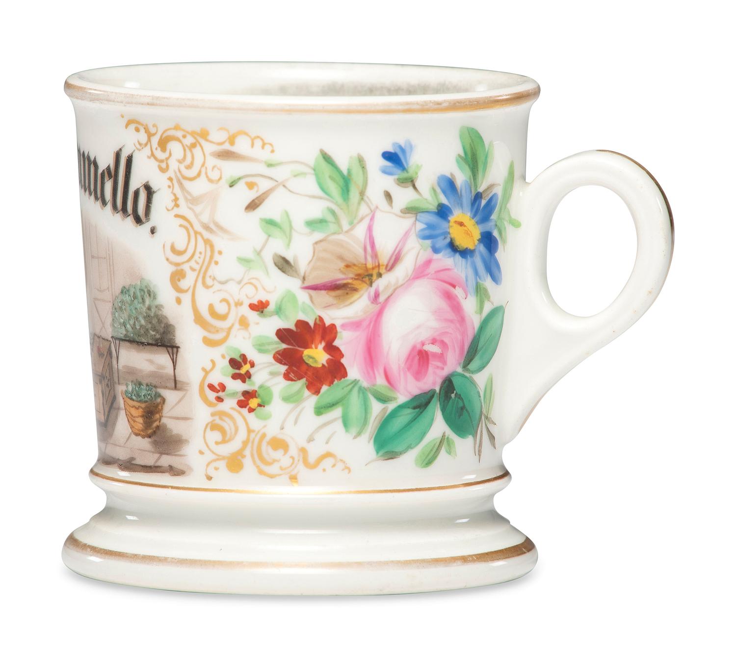 An Oyster Shucker's Porcelain Occupational Shaving Mug