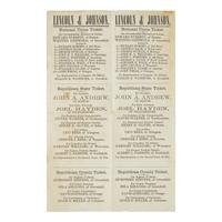 (Lincoln, Abraham) Uncut 1864 Massachusetts Republican Tickets