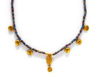 An Egyptian Gold and Faience Bead Necklace