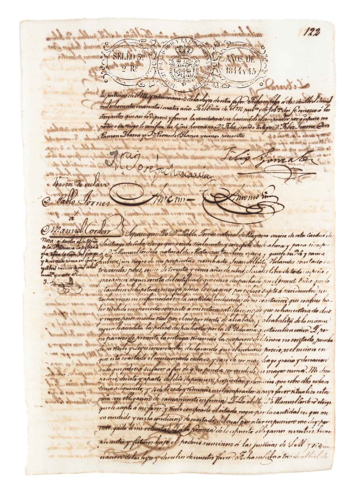 (CUBA) Six documents relating to the Chinese slave trade in Cuba.