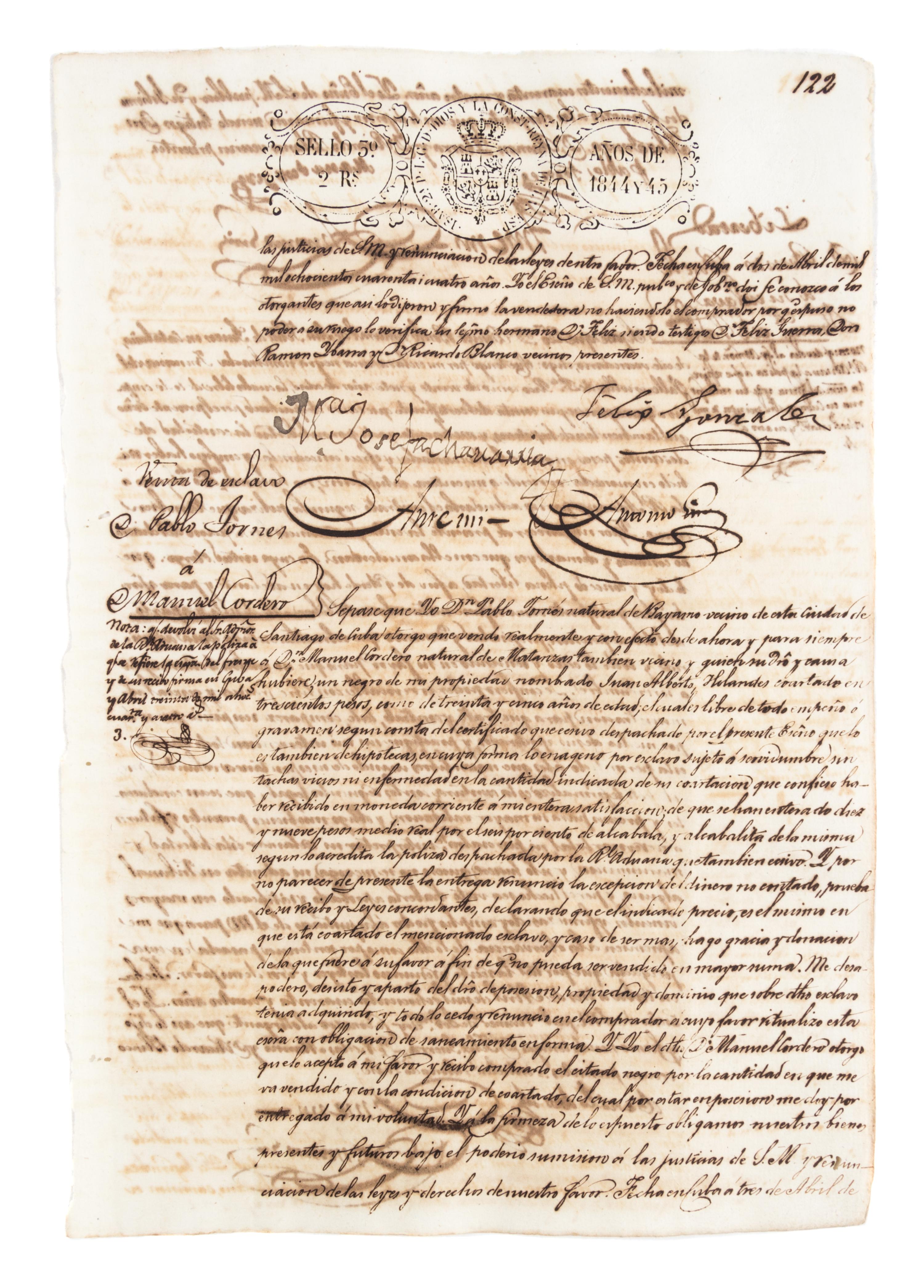 (CUBA) Six documents relating to the Chinese slave trade in Cuba.