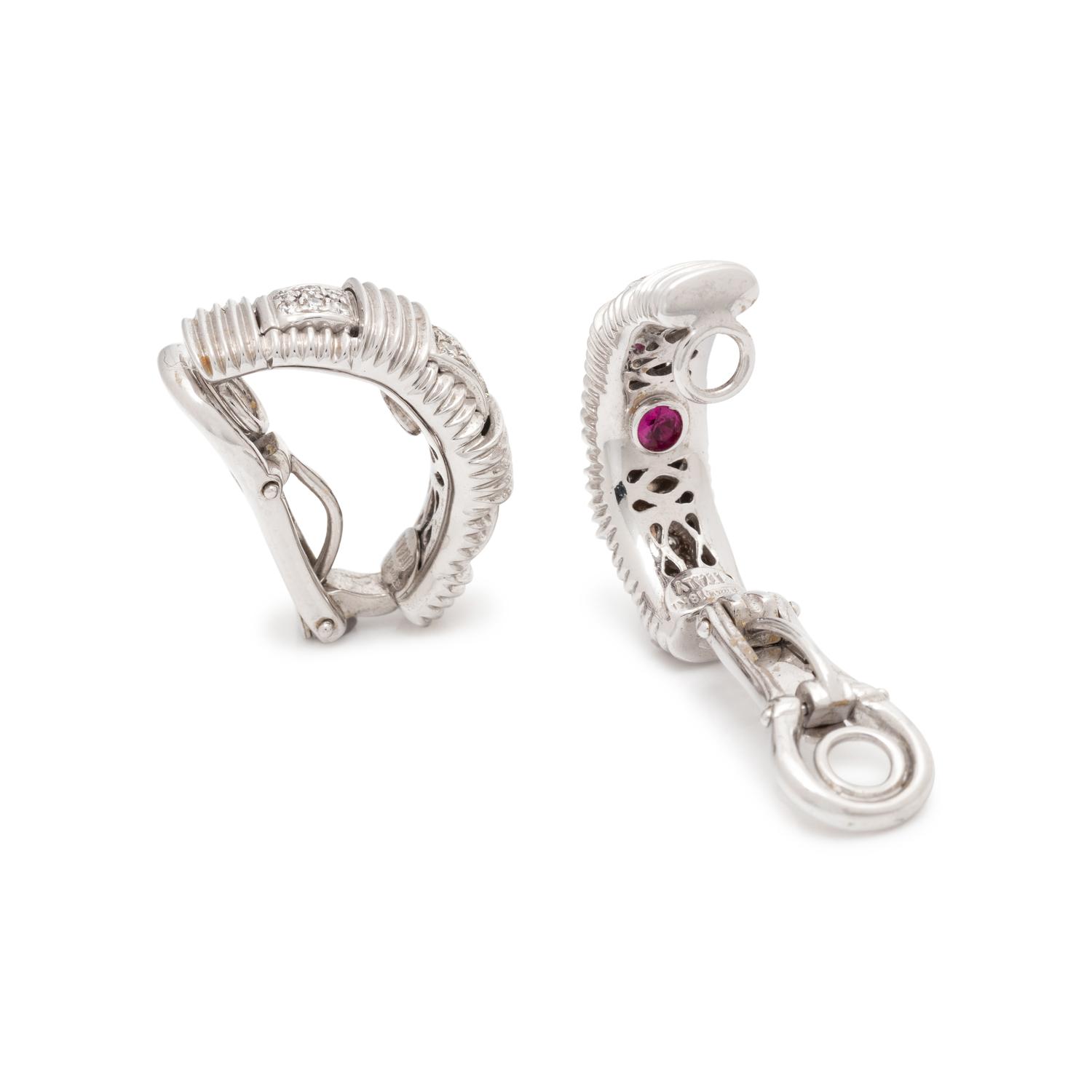 ROBERTO COIN, WHITE GOLD AND DIAMOND 'APPASSIONATA' EARCLIPS