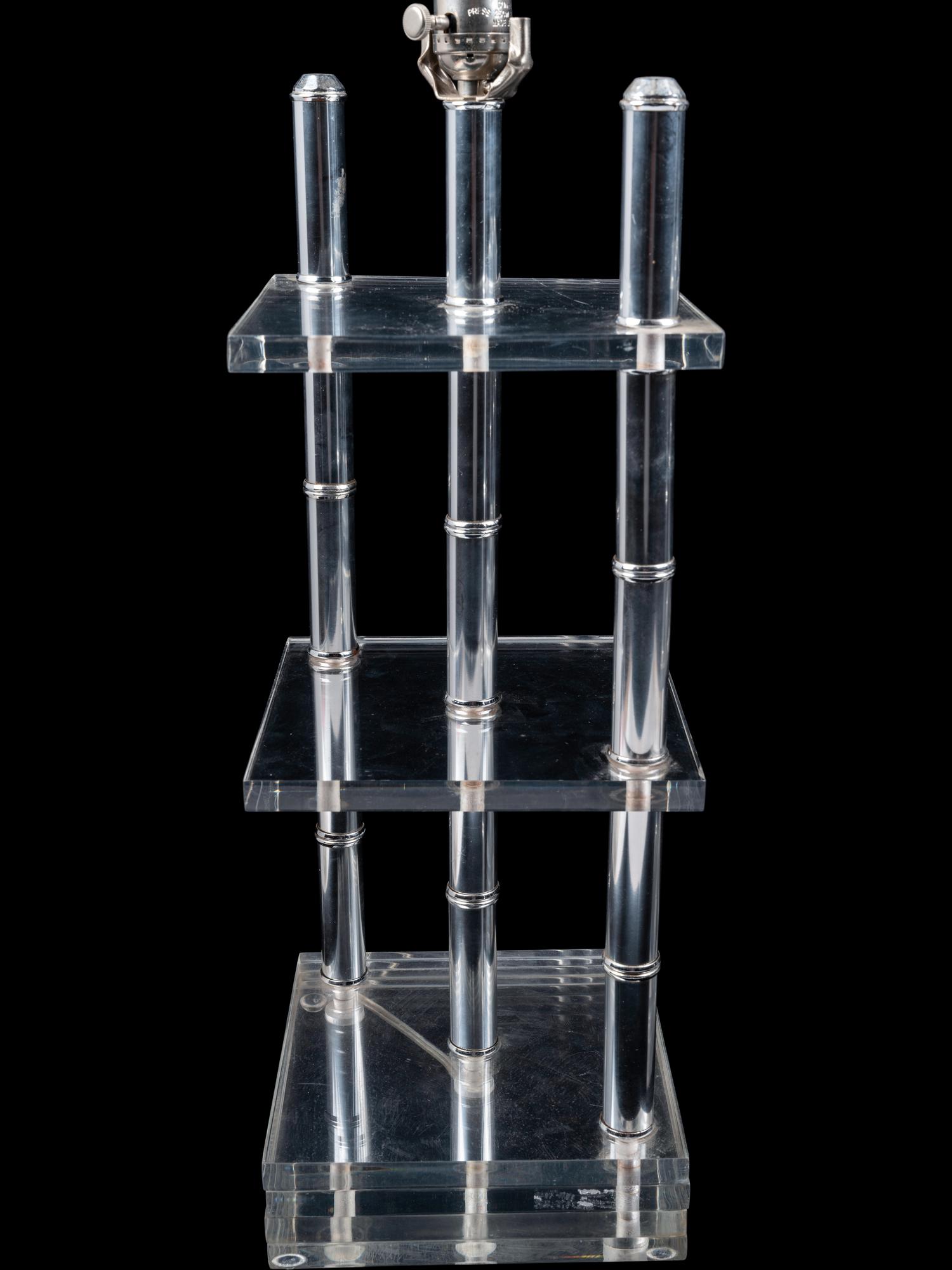 A Pair of Modernist Acrylic and Chrome Lamps