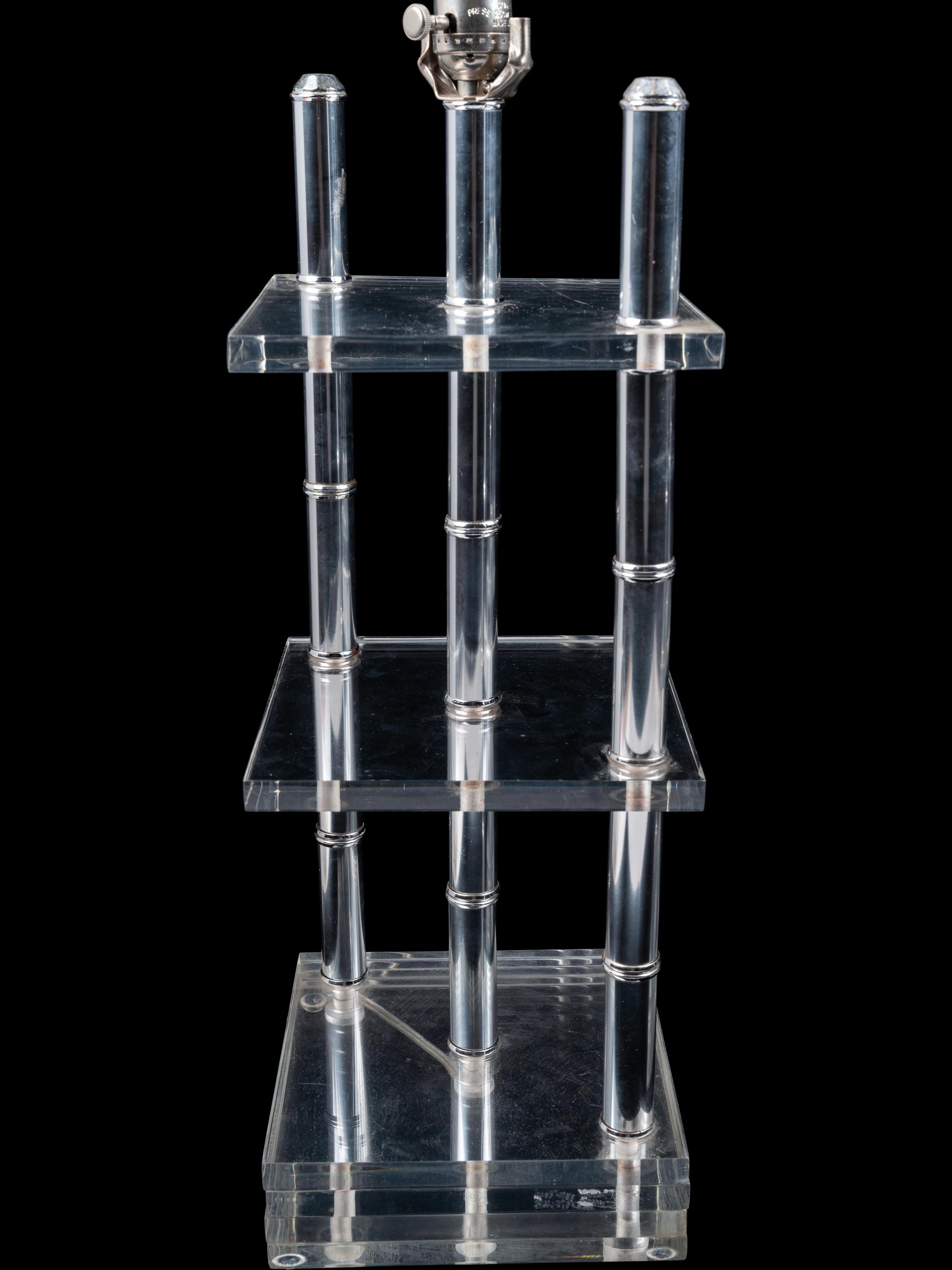 A Pair of Modernist Acrylic and Chrome Lamps