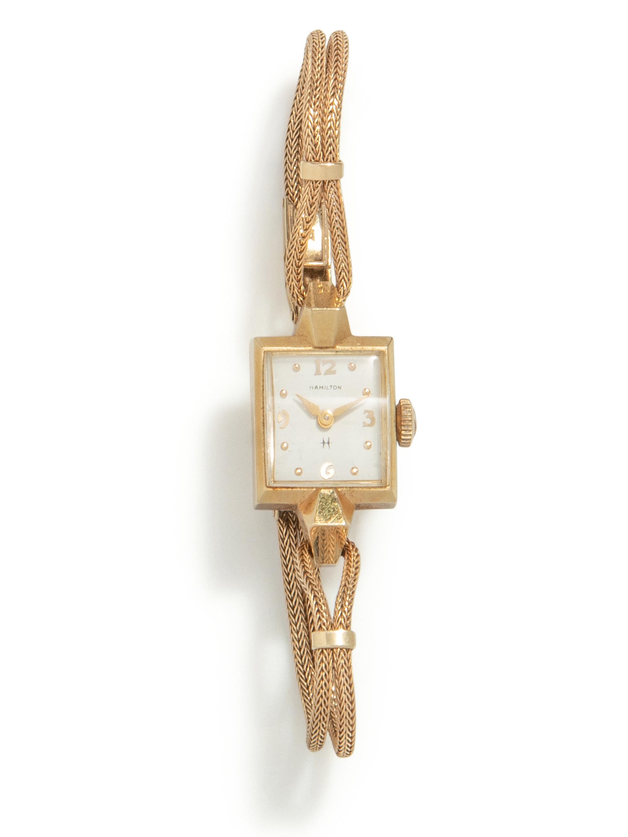 HAMILTON, RETRO, YELLOW GOLD WATCH