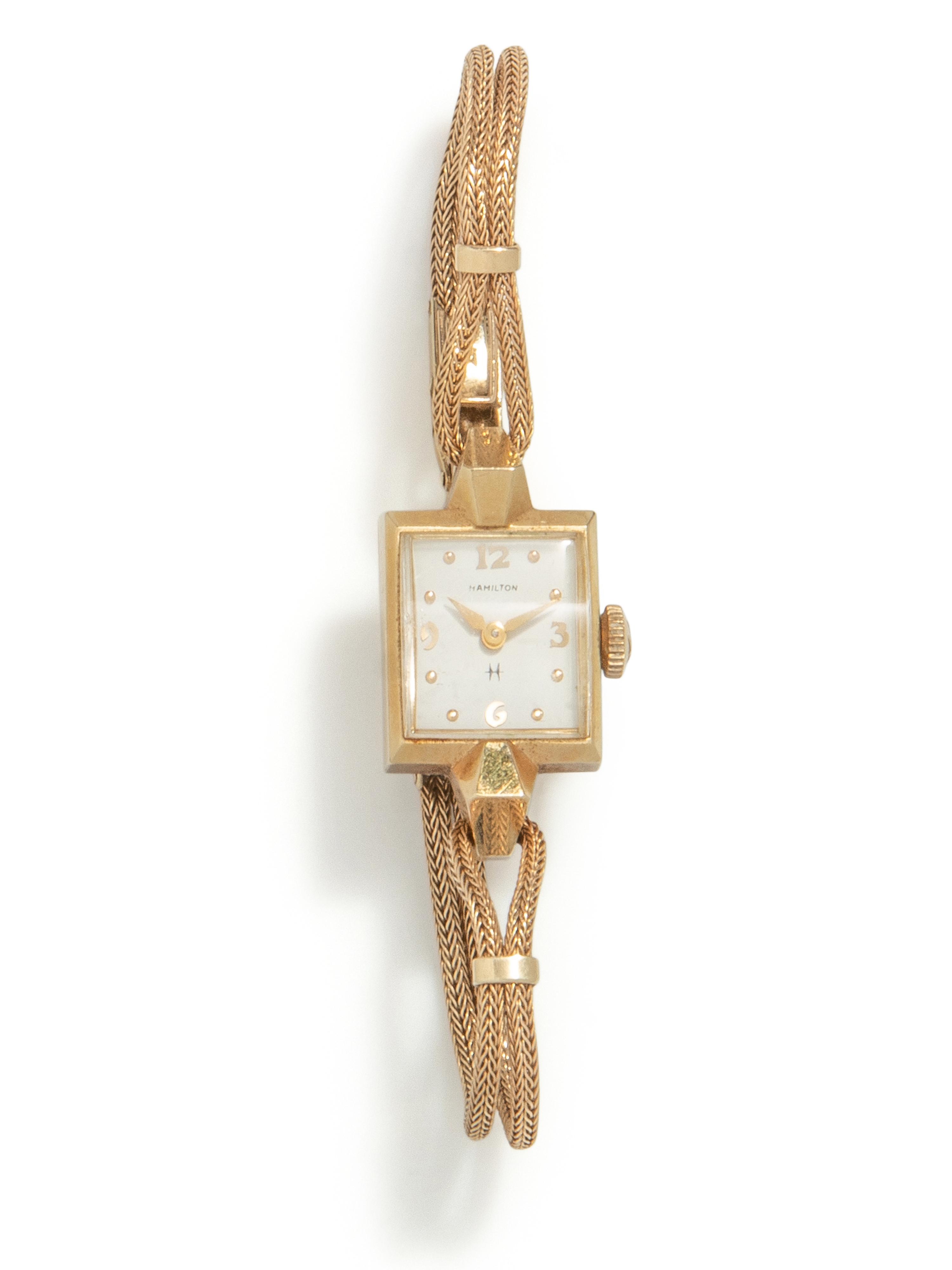 HAMILTON, RETRO, YELLOW GOLD WATCH