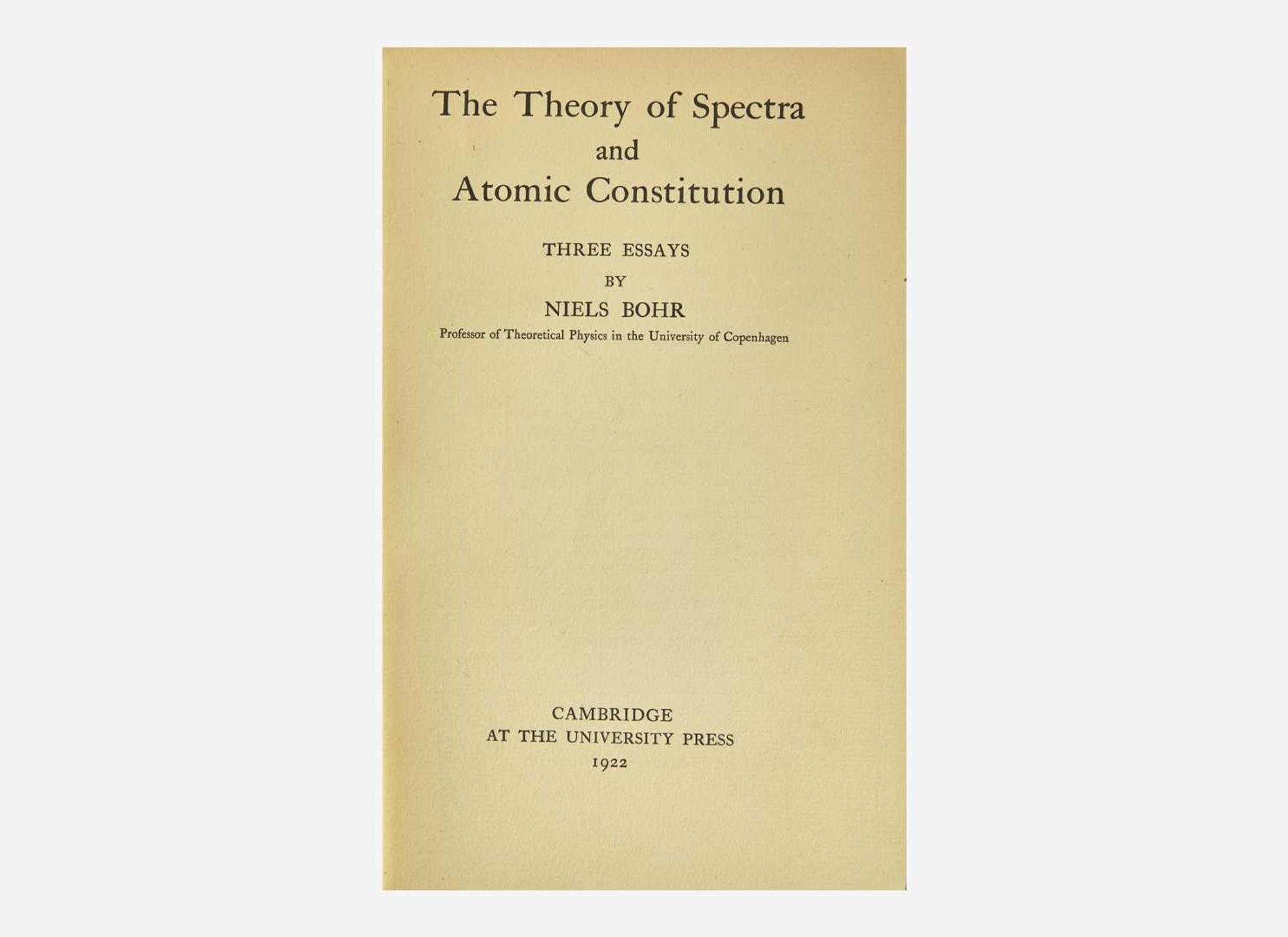[Science, Medicine & Mathematics] Bohr, Niels: The Theory of Spectra and Atomic Constitution