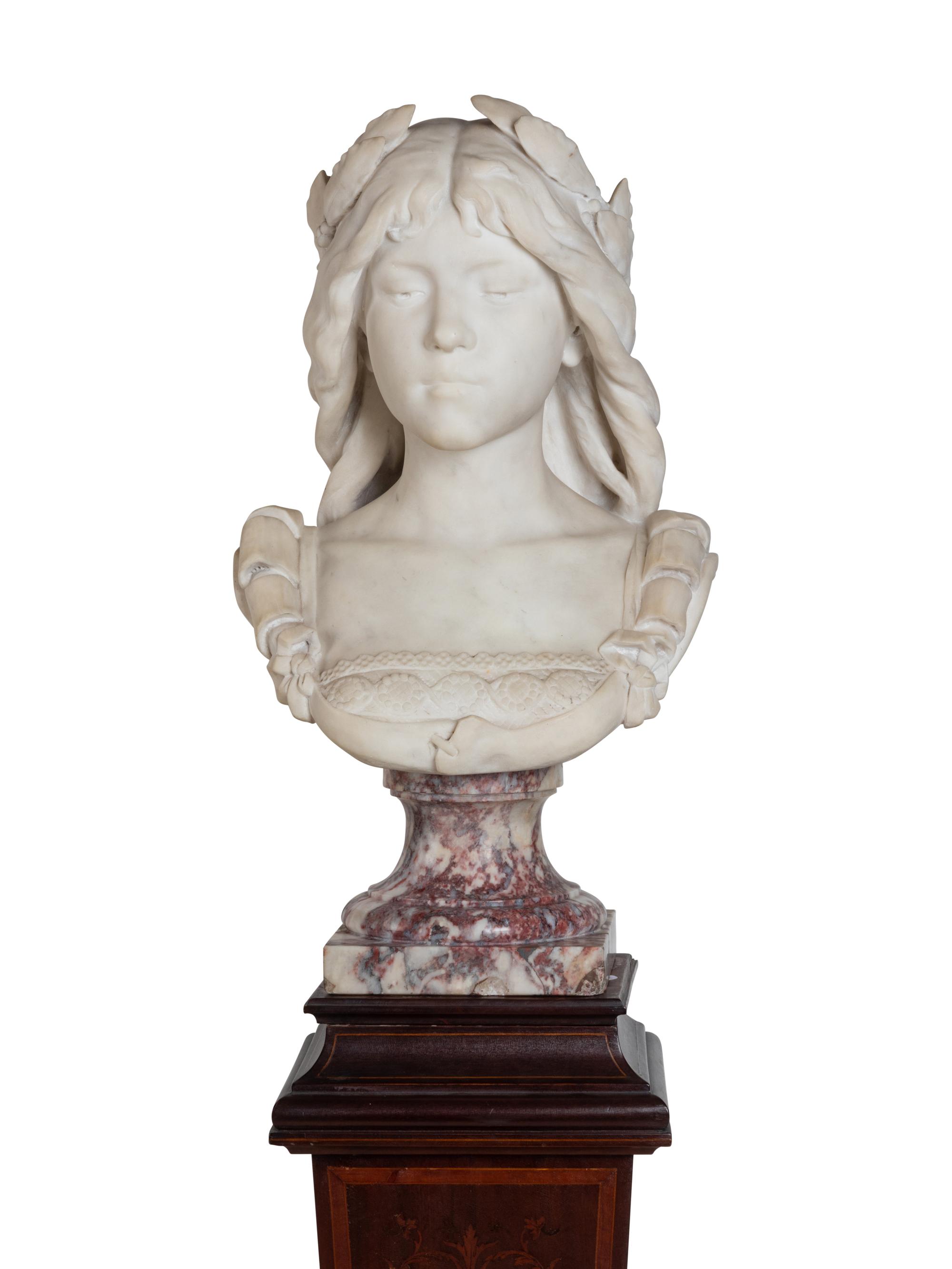 An Italian Carved Marble Bust of a Lady