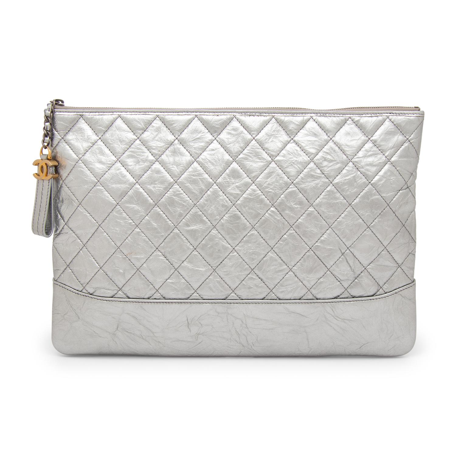 Chanel, Silver Gabrielle Flat Clutch