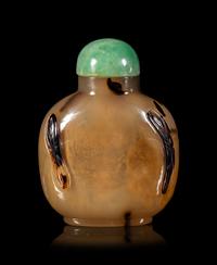 A Carved Shadow Agate Snuff Bottle