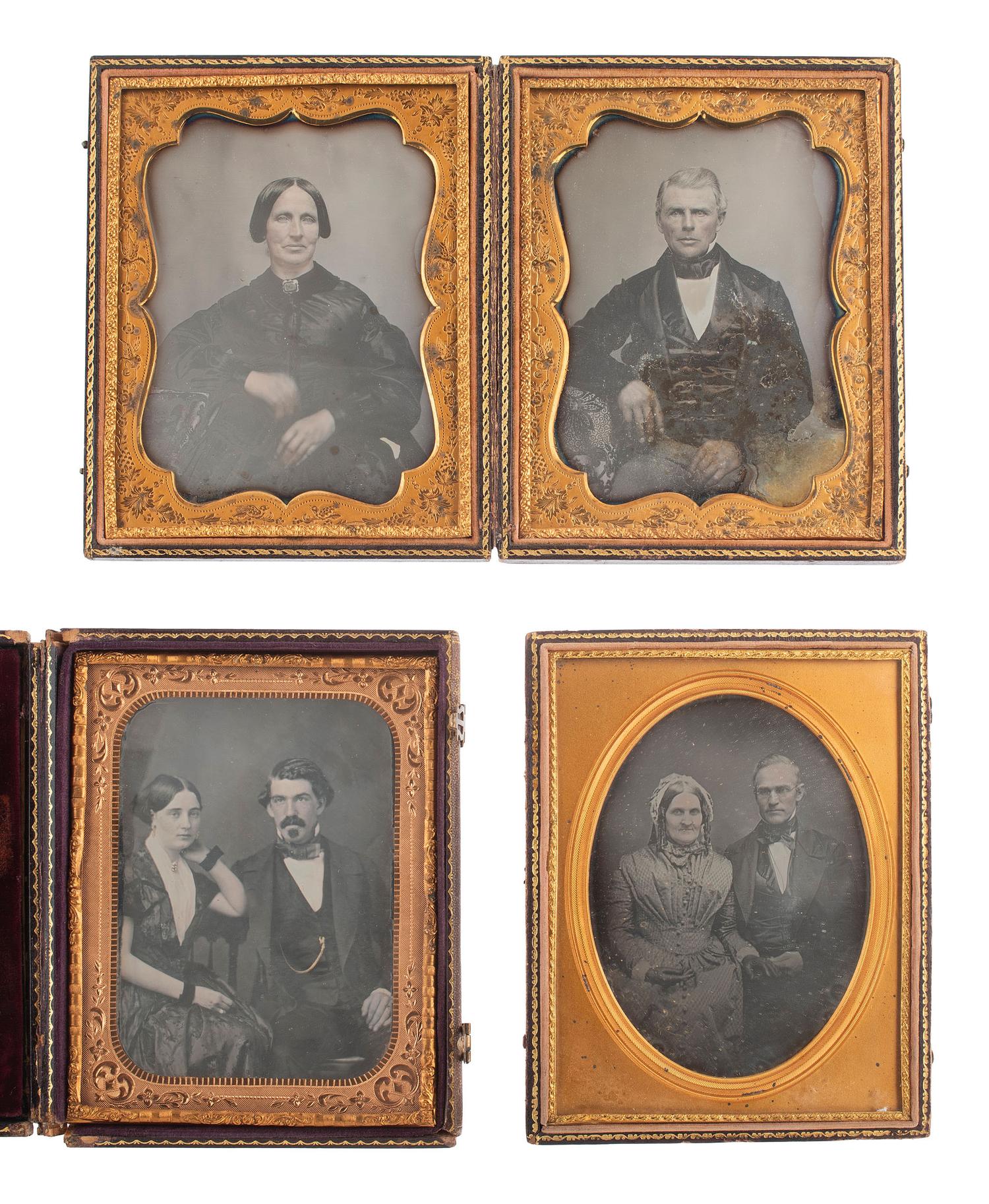 [EARLY PHOTOGRAPHY]. 9 half plate daguerreotypes featuring husbands and wives.
