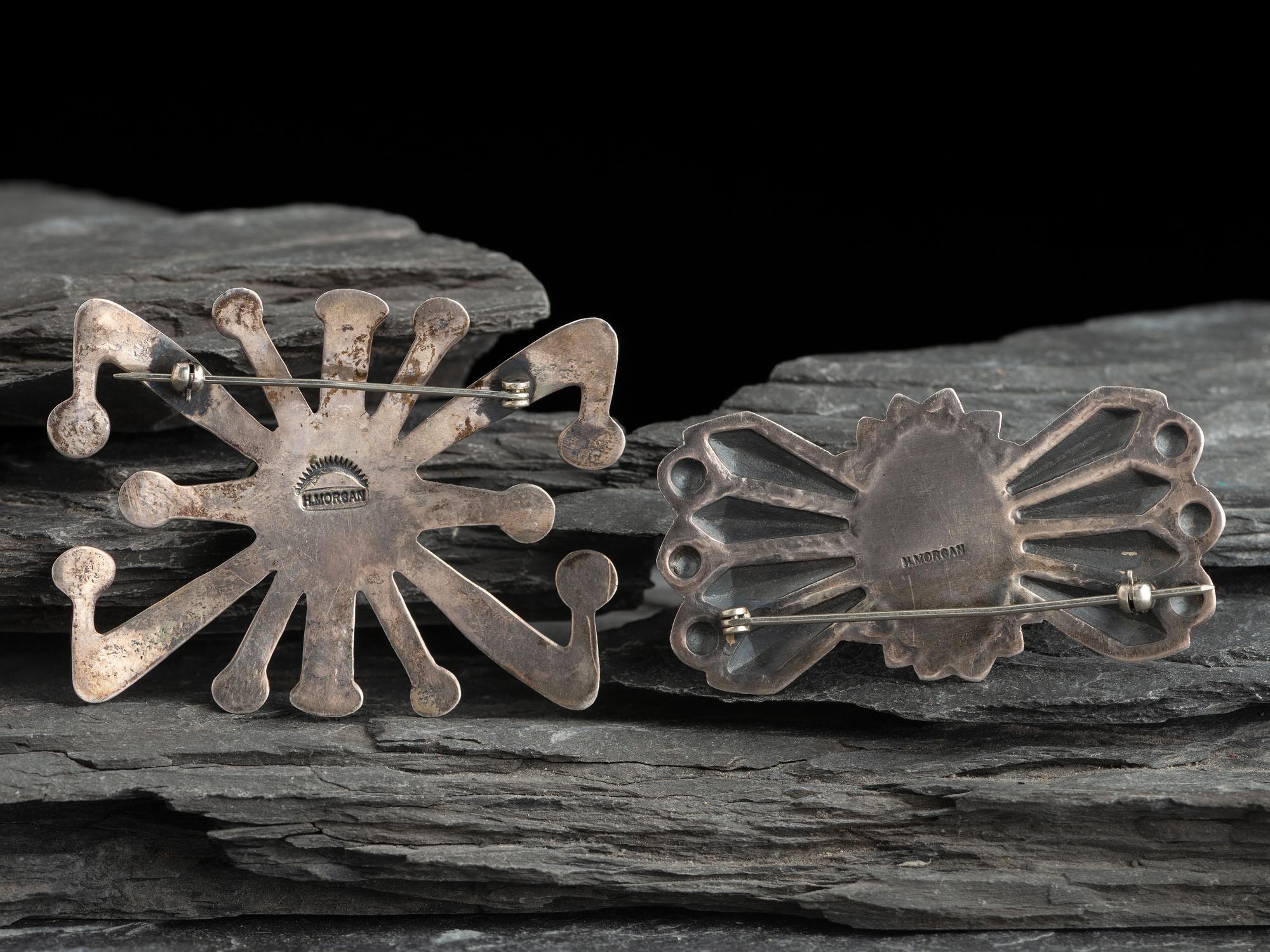 Pair of Silver and Turquoise Pins/Brooches