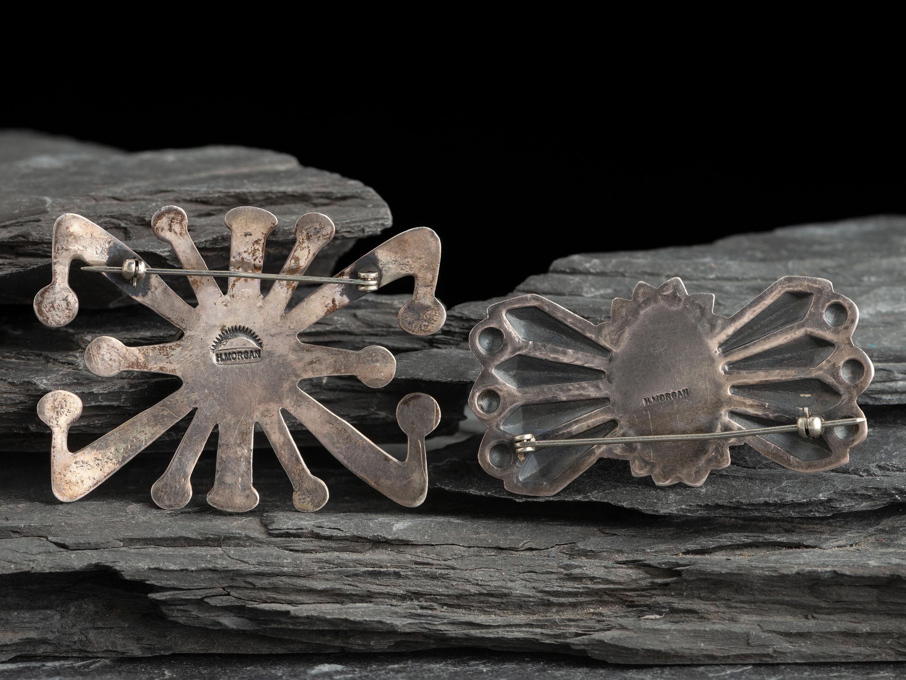Pair of Silver and Turquoise Pins/Brooches