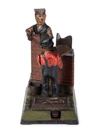 A Shephard Hardware Excelsior Series 'Mason' Cast Iron Mechanical Bank