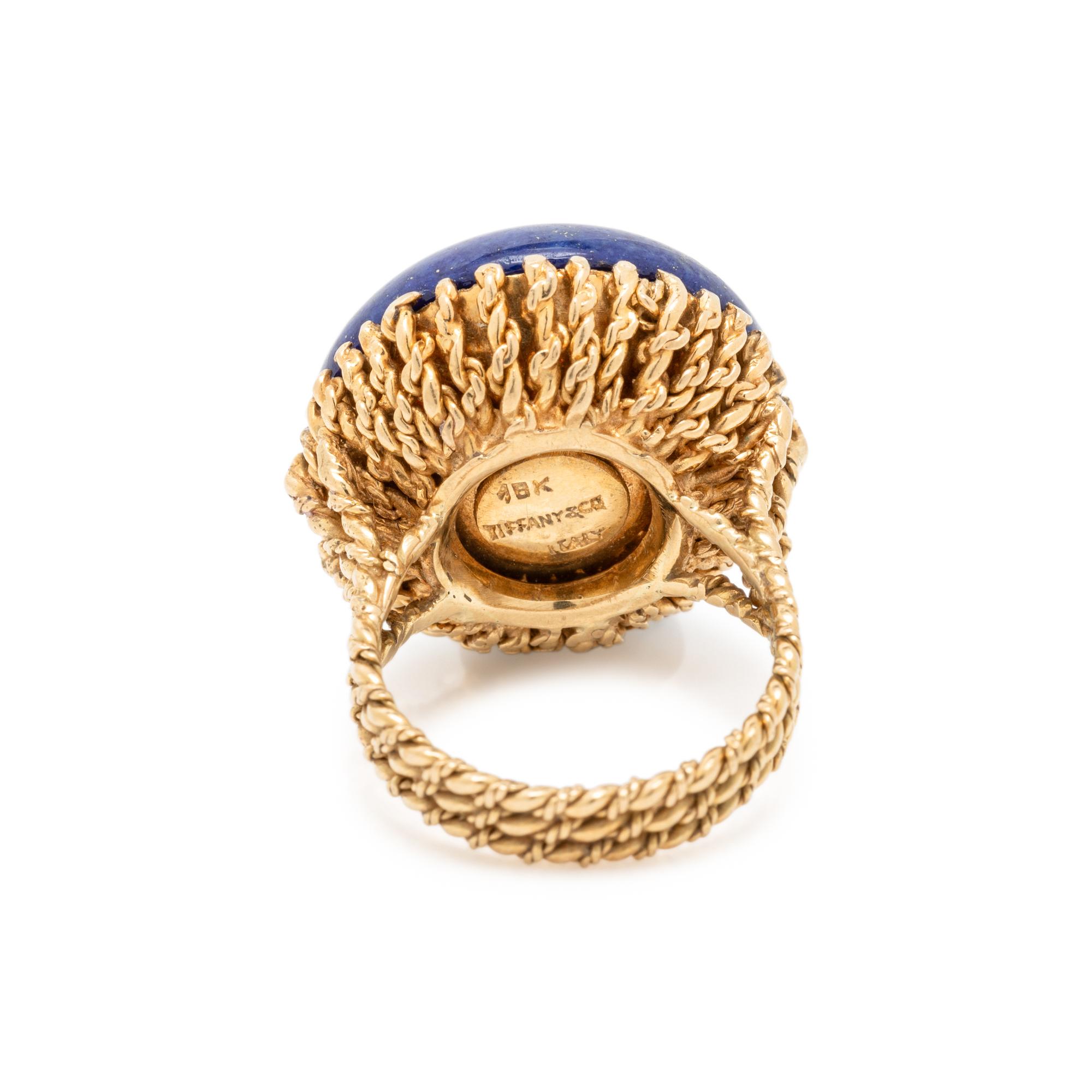 TIFFANY & CO., YELLOW GOLD AND LAPIS LAZULI RING