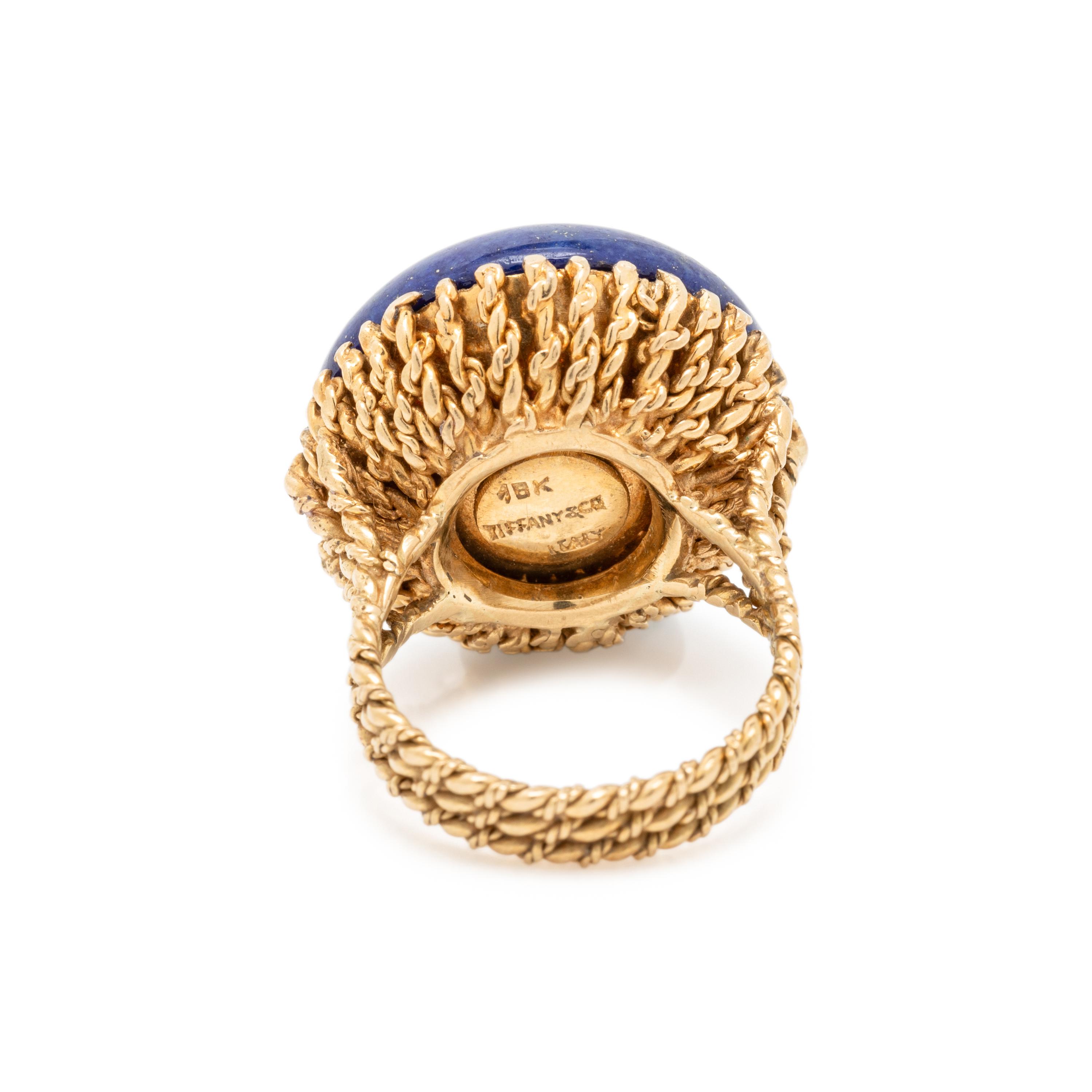 TIFFANY & CO., YELLOW GOLD AND LAPIS LAZULI RING