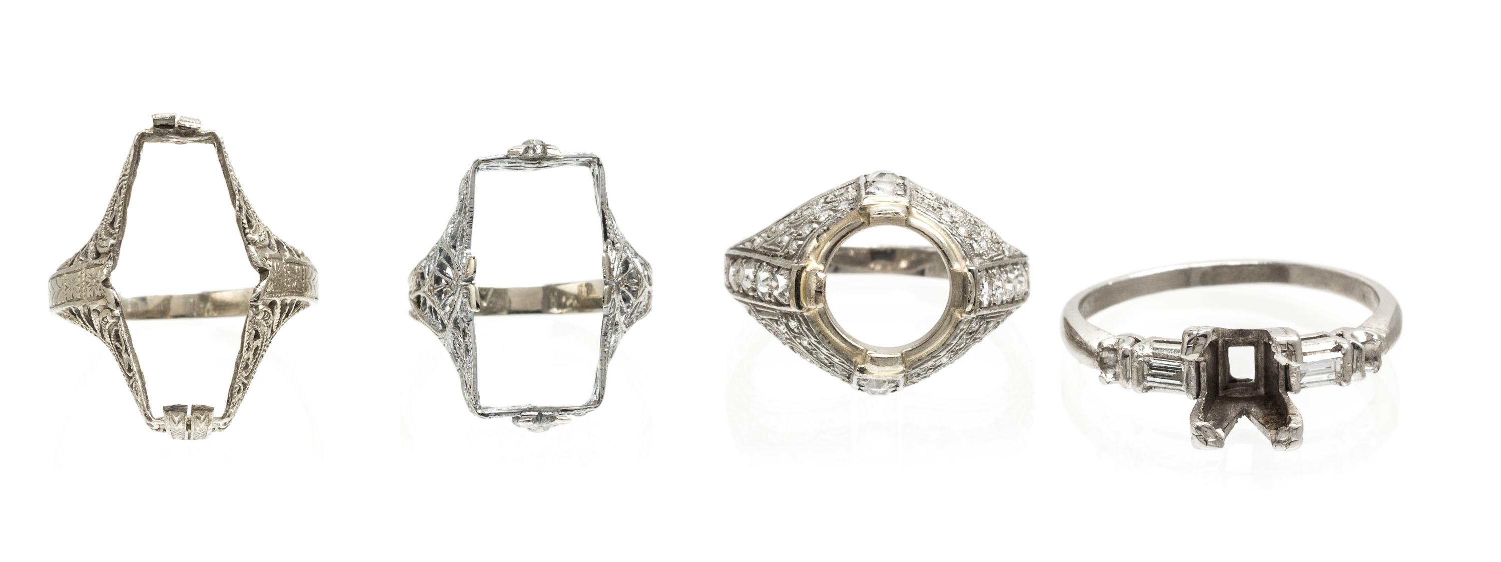 A Collection of Platinum, White Gold and Diamond Semi-Mounts, 9.80 dwts.