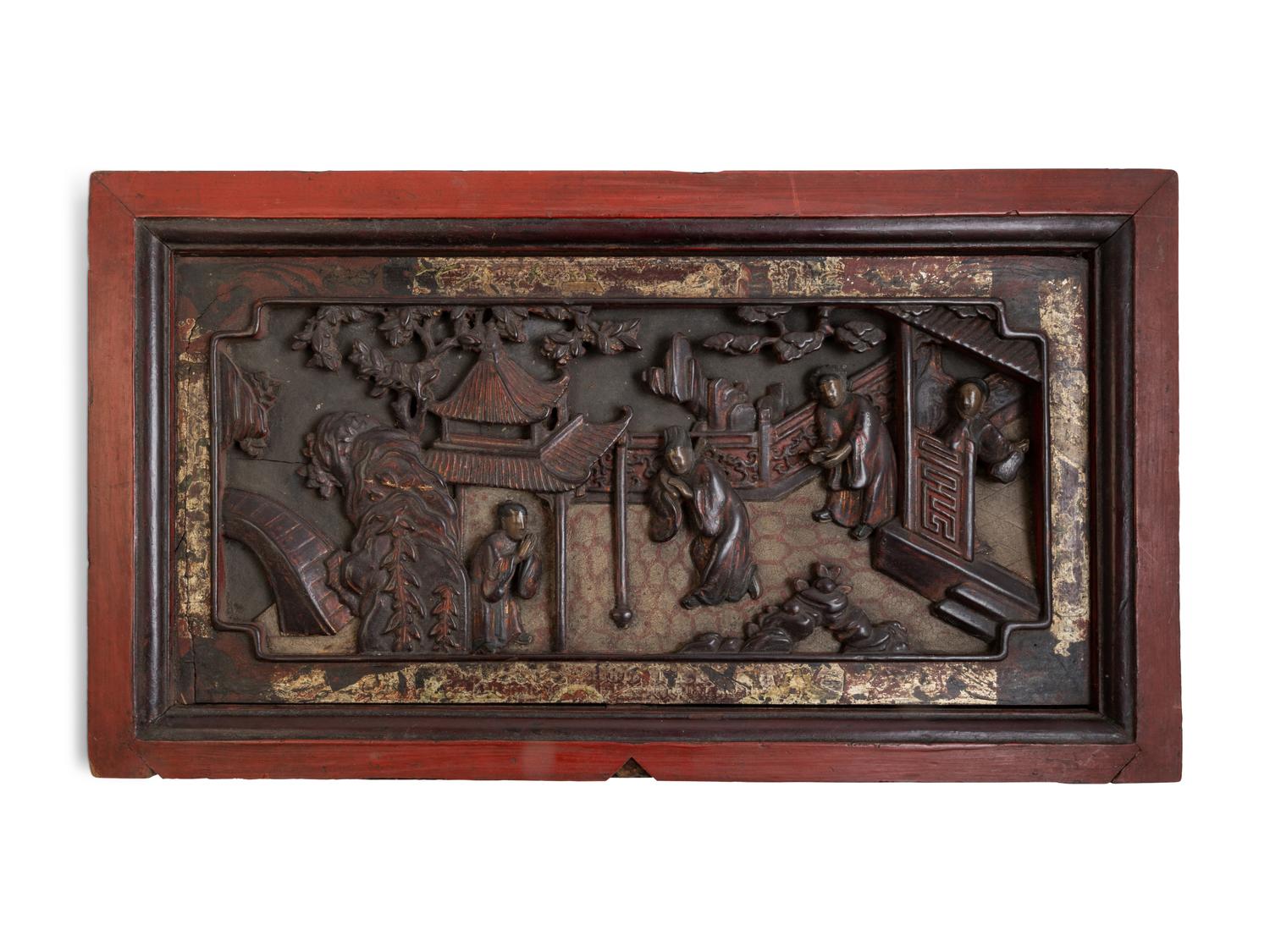 Ten Chinese Carved Wood Panels